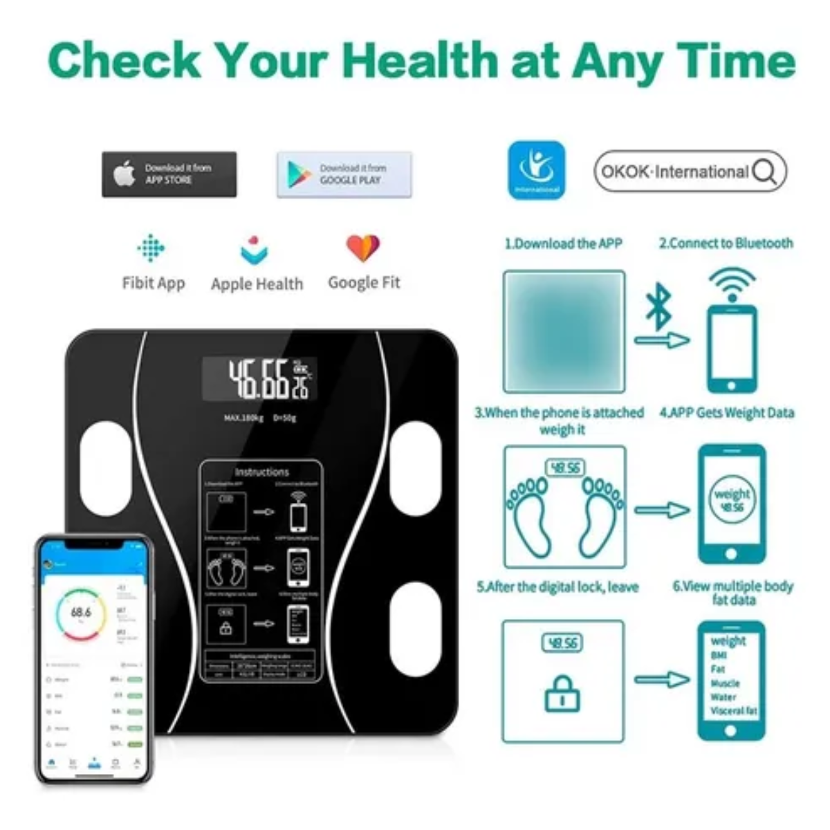 Bascula Digital Inteligente Bluetooth